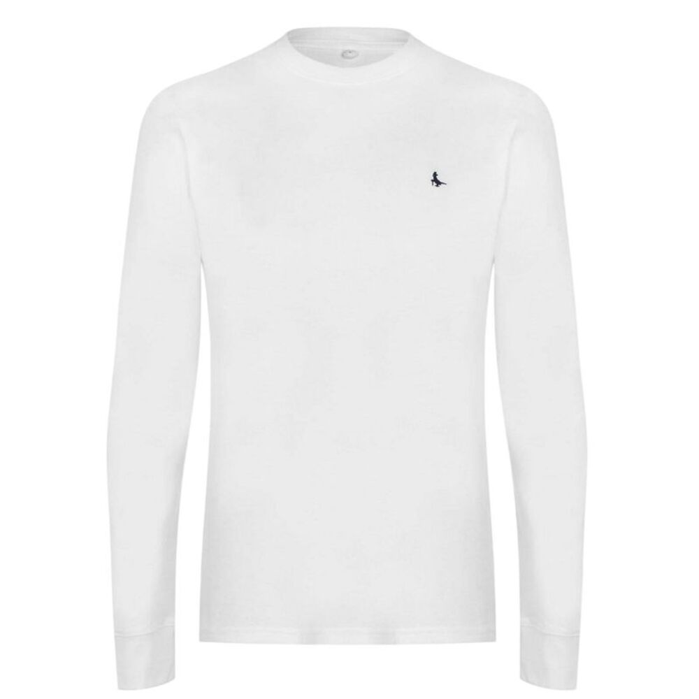 Jack Wills Mens Sandleford Crew Neck Long-Sleeved T-Shirt / White